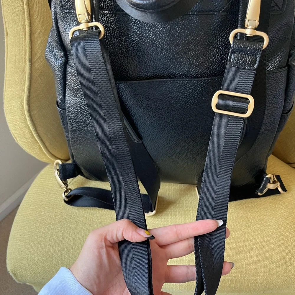 Freshly Picked Black Backpack Diaper Bag with Gold Hardware